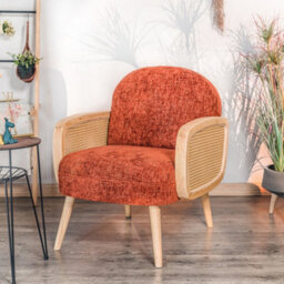 Nordlys Terracotta Cane Lounge Chair Countryside Style Living Room - thumbnail 4