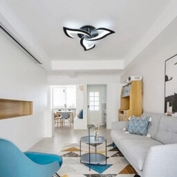 Pheashine Black Acrylic Led Ceiling Light 36W 6500K Cool White,3 Head Petal Style Lamp For Living Room,kitchen,bedroom,hallway - thumbnail 3