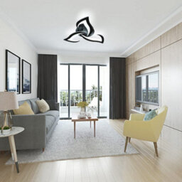 Pheashine Black Acrylic Led Ceiling Light 36W 6500K Cool White,3 Head Petal Style Lamp For Living Room,kitchen,bedroom,hallway - thumbnail 2