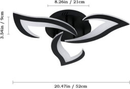 Pheashine Black Acrylic Led Ceiling Light 36W 6500K Cool White,3 Head Petal Style Lamp For Living Room,kitchen,bedroom,hallway - thumbnail 5