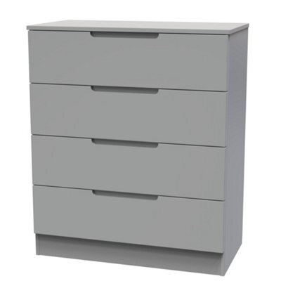 Messina Ready Assembled Matt Grey No Effect 4 Drawer Wide Chest (H)875mm (W)740mm (D)390mm - image 1