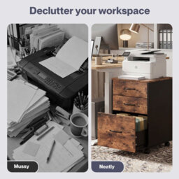 Levede File Cabinet Mobile Filing Cabinet Office With Wheels 3 Drawers Walnut - thumbnail 8