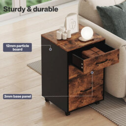 Levede File Cabinet Mobile Filing Cabinet Office With Wheels 3 Drawers Walnut - thumbnail 7