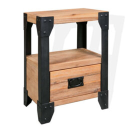 Berkfield Industrial Nightstand Solid Acacia Wood Steel 40X30X54 Cm - thumbnail 2