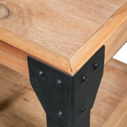 Berkfield Industrial Nightstand Solid Acacia Wood Steel 40X30X54 Cm - thumbnail 4