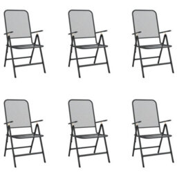 Walplus 7 Piece Garden Outdoor Dining Set Suitable For Backyard, Patio Anthracite Metal Mesh - thumbnail 3
