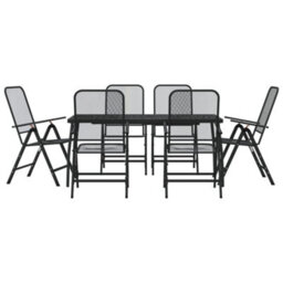 Walplus 7 Piece Garden Outdoor Dining Set Suitable For Backyard, Patio Anthracite Metal Mesh - thumbnail 2