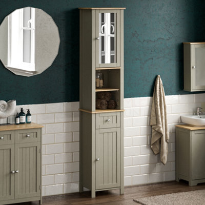 Lassic Bath Vida Priano Grey 2 Door Tall Bathroom Cabinet With Mirror - image 1