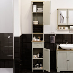 Lassic Bath Vida Priano Grey 2 Door Tall Bathroom Cabinet With Mirror - thumbnail 3