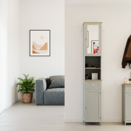 Lassic Bath Vida Priano Grey 2 Door Tall Bathroom Cabinet With Mirror - thumbnail 5