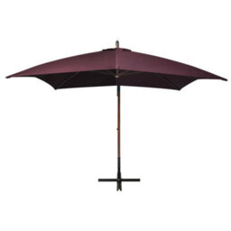 Walplus Hanging Garden Parasol With Pole Bordeaux Red 3X3 M Solid Fir Wood - thumbnail 2