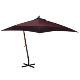 Walplus Hanging Garden Parasol With Pole Bordeaux Red 3X3 M Solid Fir Wood - thumbnail 1