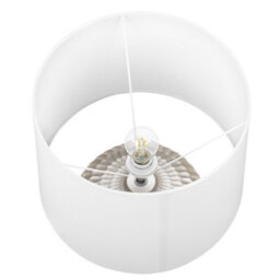 Beliani Bedside Table Lamp - Ceramic Body, Gold Concave Base, White Fabric Shade - W38 X D38 X H51Cm - thumbnail 6