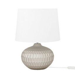Beliani Bedside Table Lamp - Ceramic Body, Gold Concave Base, White Fabric Shade - W38 X D38 X H51Cm - thumbnail 2