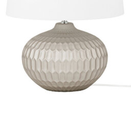 Beliani Bedside Table Lamp - Ceramic Body, Gold Concave Base, White Fabric Shade - W38 X D38 X H51Cm - thumbnail 8
