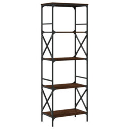 Berkfield Bookcase 5-Tier Brown Oak 59X35X171 Cm Engineered Wood - thumbnail 6