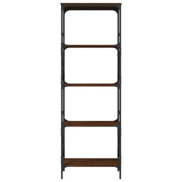 Berkfield Bookcase 5-Tier Brown Oak 59X35X171 Cm Engineered Wood - thumbnail 4