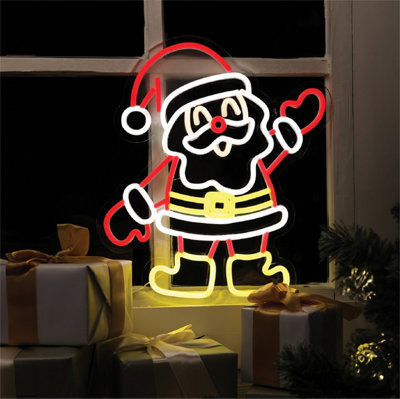 Electrovision Xmas Haus Silhouette Neon Light 36X40Cm Usb Led Christmas Decoration - Santa / Father Christmas
