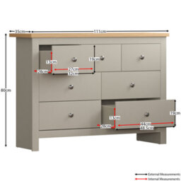Lassic Vida Designs Arlington Grey 4+3 Drawer Chest (H)810mm (W)1115mm (D)350mm - thumbnail 2