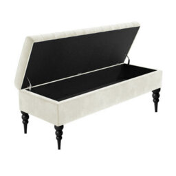 Safar Plain 180Cm Ottoman Storage Bench - Plush Velvet Shoe Bench - Cream Upholstery Footstool With Storage - thumbnail 2