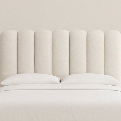 "Urban Textures - Elara Luxury 26"" High Boucle Fabric Upholstered Cloud Headboard - White" - image 1