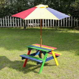 Spot On Dealz Kids Garden Furniture Picnic Table Wooden Bench With Adjustable Children Outdoor Garden Umbrella Parasol Patio Furniture Set - thumbnail 2