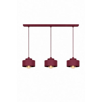 Luminosa Lighting Luminosa Simply Bar Pendant Ceiling Light Burgundy 3X E27 - image 1