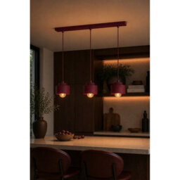 Luminosa Lighting Luminosa Simply Bar Pendant Ceiling Light Burgundy 3X E27 - thumbnail 2