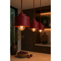Luminosa Lighting Luminosa Simply Bar Pendant Ceiling Light Burgundy 3X E27 - thumbnail 3