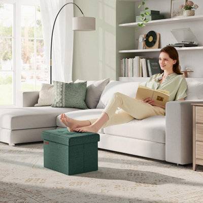 Songmics Footstool Storage, Compact Ottoman With Versatile Design For Indoor Spaces, Retro Green - image 1