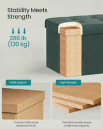 Songmics Footstool Storage, Compact Ottoman With Versatile Design For Indoor Spaces, Retro Green - thumbnail 3