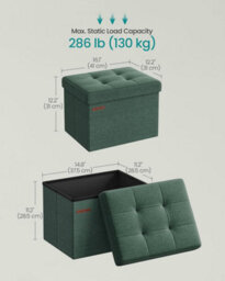 Songmics Footstool Storage, Compact Ottoman With Versatile Design For Indoor Spaces, Retro Green - thumbnail 2