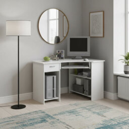 Amos Mann Furniture Lami White Corner Desk With Drawer 350-001 - thumbnail 2