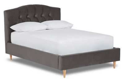 Divan Base Direct Enigma Classic Chesterfield Fabric Bed Base Only 4Ft6 Double- Verlour Titan