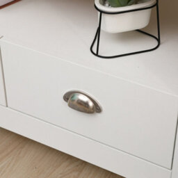 Furniturehmd Corner Tv Stand Unit Two Drawers Television Cabinet With Open Shelf White And Oak - thumbnail 4
