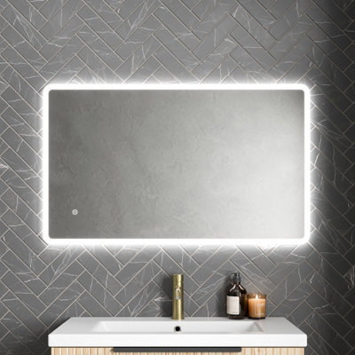 Affine Rectangle Led Bathroom Mirror Large Backlit Touch Demister Pad Mains 600X1000mm - image 1