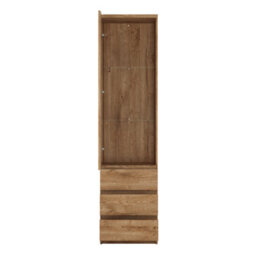 Furniture To Go Fribo Tall Narrow 1 Door 3 Drawer Glazed Display Cabinet In Oak - thumbnail 3