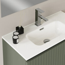 Banyetti Linea Muscat Sage Ribbed Wall Hung Vanity Unit 800mm X 390mm - thumbnail 3