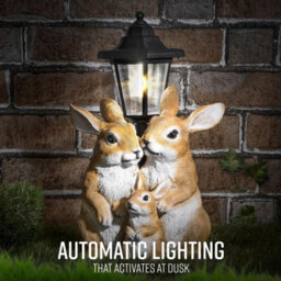 GloBrite Solar Rabbit Family Garden Ornament With Led Lantern Resin Outdoor Decorative Light For Lawn & Patio - thumbnail 3