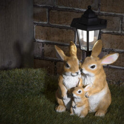 GloBrite Solar Rabbit Family Garden Ornament With Led Lantern Resin Outdoor Decorative Light For Lawn & Patio - thumbnail 8
