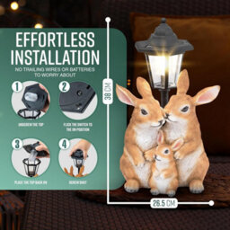 GloBrite Solar Rabbit Family Garden Ornament With Led Lantern Resin Outdoor Decorative Light For Lawn & Patio - thumbnail 6