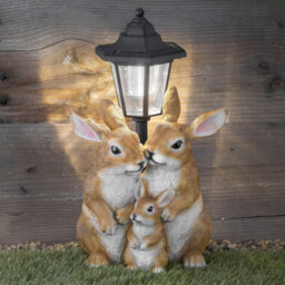 GloBrite Solar Rabbit Family Garden Ornament With Led Lantern Resin Outdoor Decorative Light For Lawn & Patio - thumbnail 9