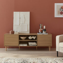 Sweeek - 160Cm Tv Unit Wooden Effect 2 Doors  Mika Natural 160X40X56 Cm - thumbnail 5