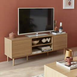 Sweeek - 160Cm Tv Unit Wooden Effect 2 Doors  Mika Natural 160X40X56 Cm