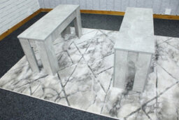 Kosy Koala Set Of 2 Grey Dining Benches Modern Mdf Stone Effect Kitchen - thumbnail 2