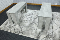 Kosy Koala Set Of 2 Grey Dining Benches Modern Mdf Stone Effect Kitchen - thumbnail 3