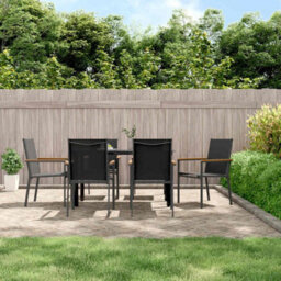 Walplus 7 Piece Garden Dining Set Black Textilene And Steel - thumbnail 1