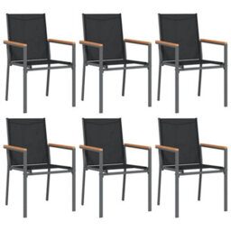 Walplus 7 Piece Garden Dining Set Black Textilene And Steel - thumbnail 4