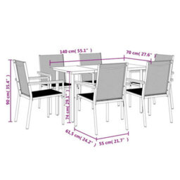 Walplus 7 Piece Garden Dining Set Black Textilene And Steel - thumbnail 9