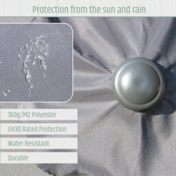 Gardenkraft 2.7M Outdoor Wooden Effect Parasol - Light Grey - thumbnail 6